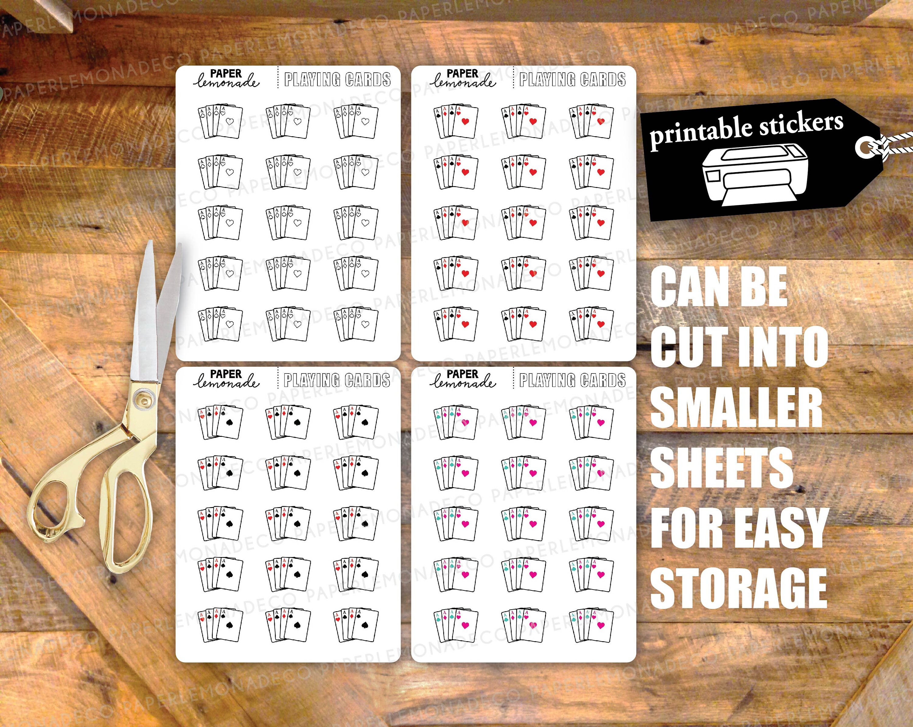 Playing Cards Printable Stickers Game Night - Etsy Australia