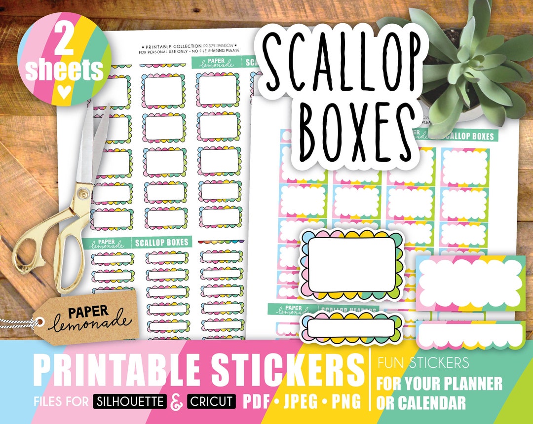 Printable Pastel Rainbow Scallop Boxes for Your Planner Essentials ...