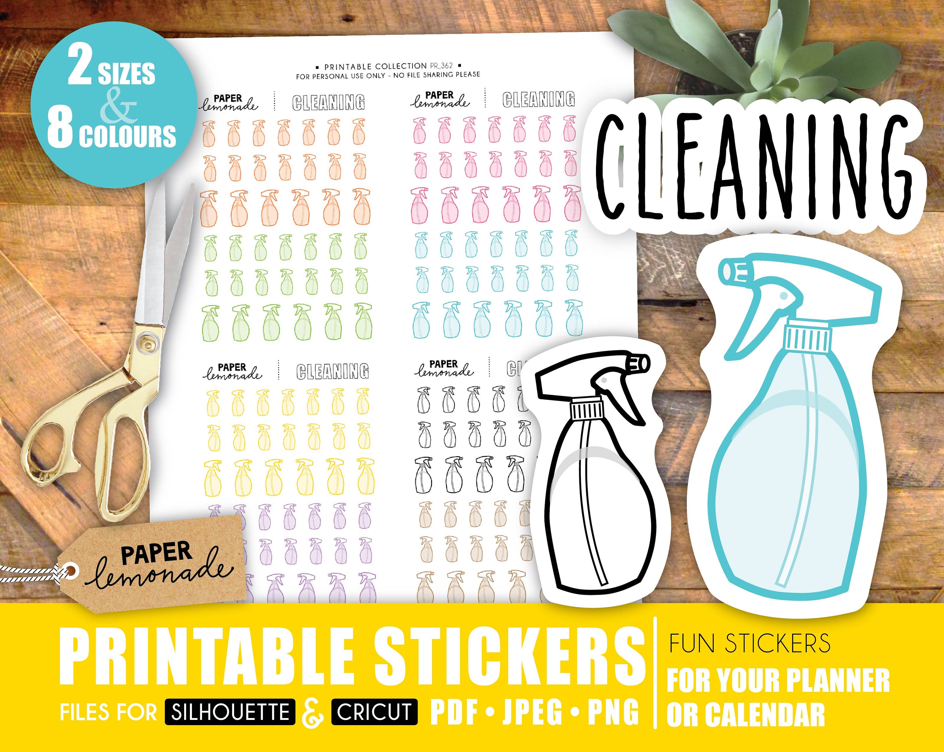 Cleaning Stickers Printable Spray Bottle Disinfecting Stickers House ...