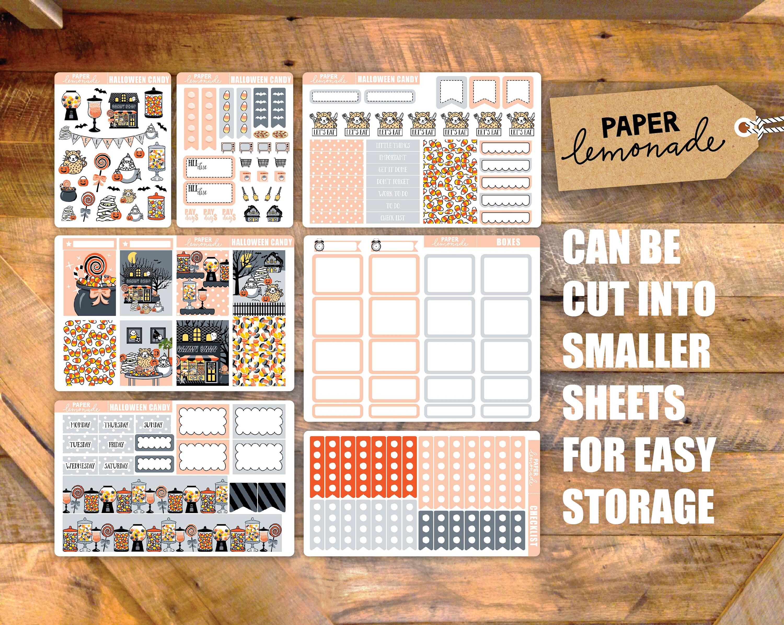 Printable for Erin Condren Vertical Halloween Weekly Kit Candy Shop ...
