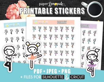 Printable Stickers Ballet dancer stickers Ballet Boy Stickers Printable Ballet Stickers Dancing stickers tutu dance for EC filofax PR-135