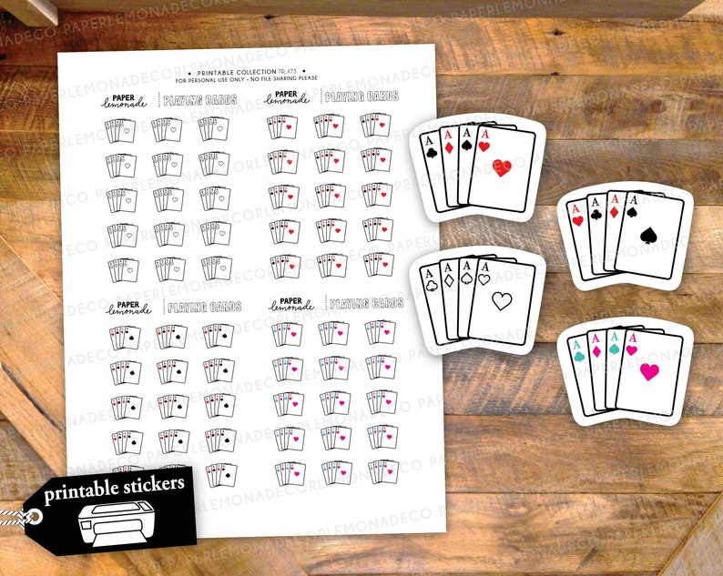 Playing Cards Printable Stickers Game Night - Etsy