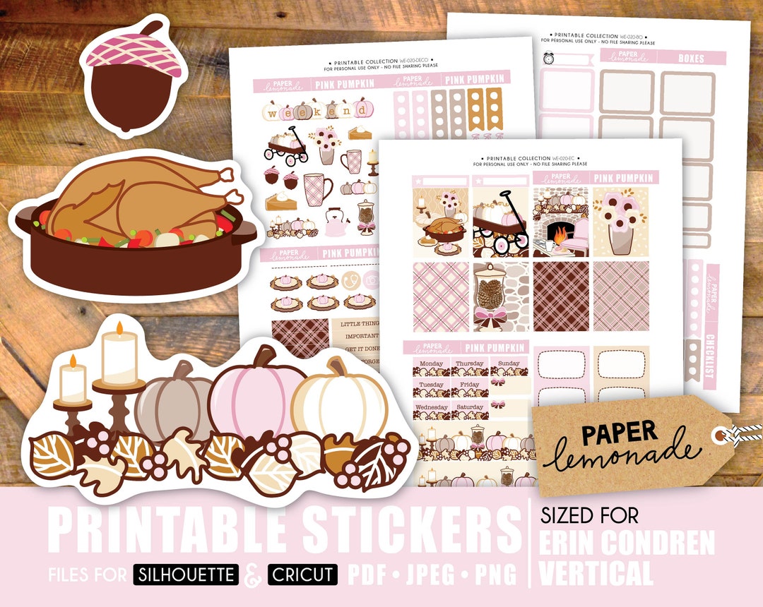 Pastel Thanksgiving Printable Weekly Kit for Erin Condren Vertical ...