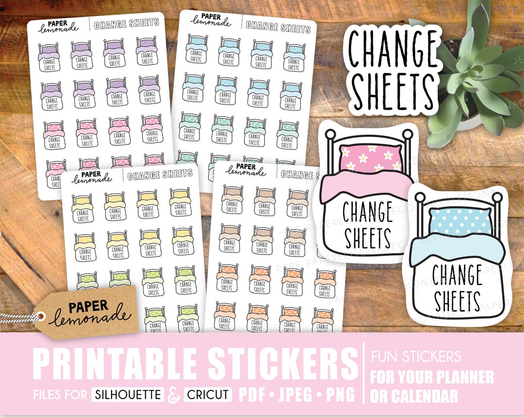 Change Sheets PRINTABLE Planner Stickers Bed Icon - Etsy