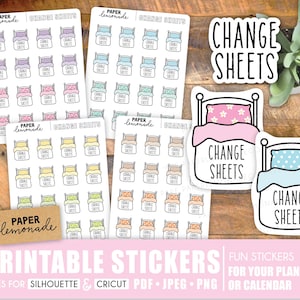 Change sheets PRINTABLE planner stickers bed icon