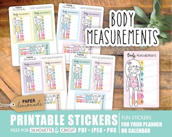 Body measurements PRINTABLE stickers for your planner or notebook