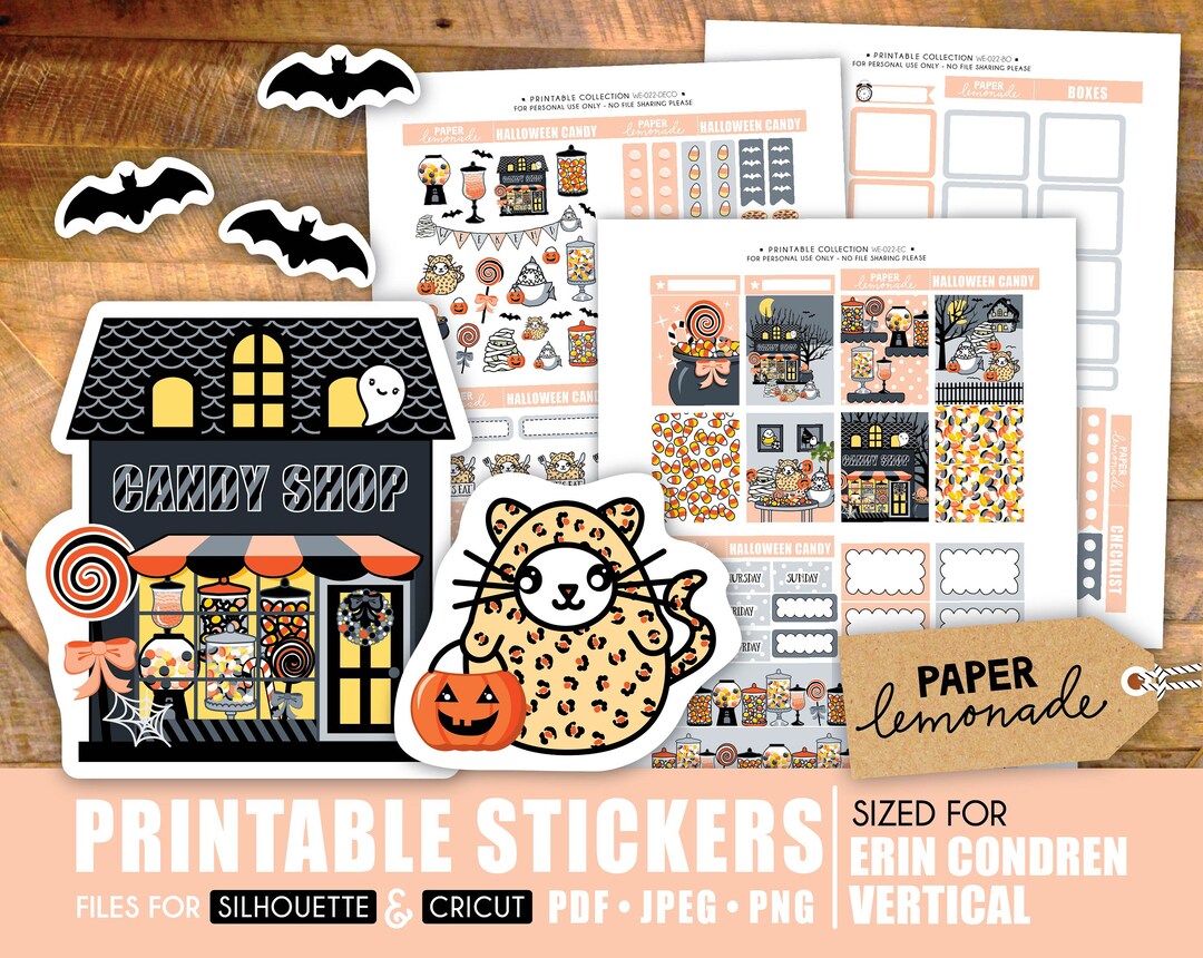Printable for Erin Condren Vertical Halloween Weekly Kit Candy Shop ...