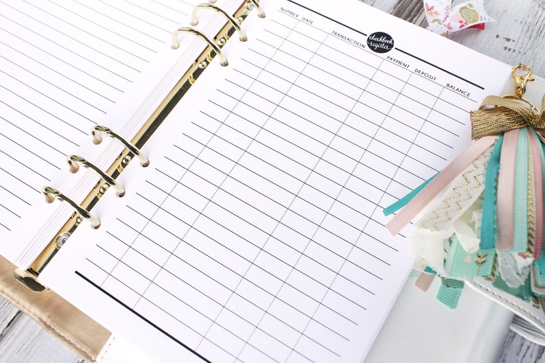 Checkbook Planner Insert Printable Checkbook Register A5 Etsy