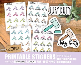 Jury Duty PRINTABLE stickers courtroom appointment testify in court reminder law stickers
