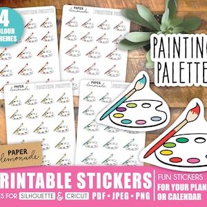 Painting Palette PRINTABLE planner stickers for artists and painters to brighten up your planner or calendar or plan a paint night