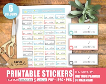 Afdrukbare bloeddrukmeterstickers voor uw planner, notitieboekje of kalender