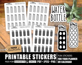 Printable Stickers daily hydrate sticker drinking water printable sticker water bottle