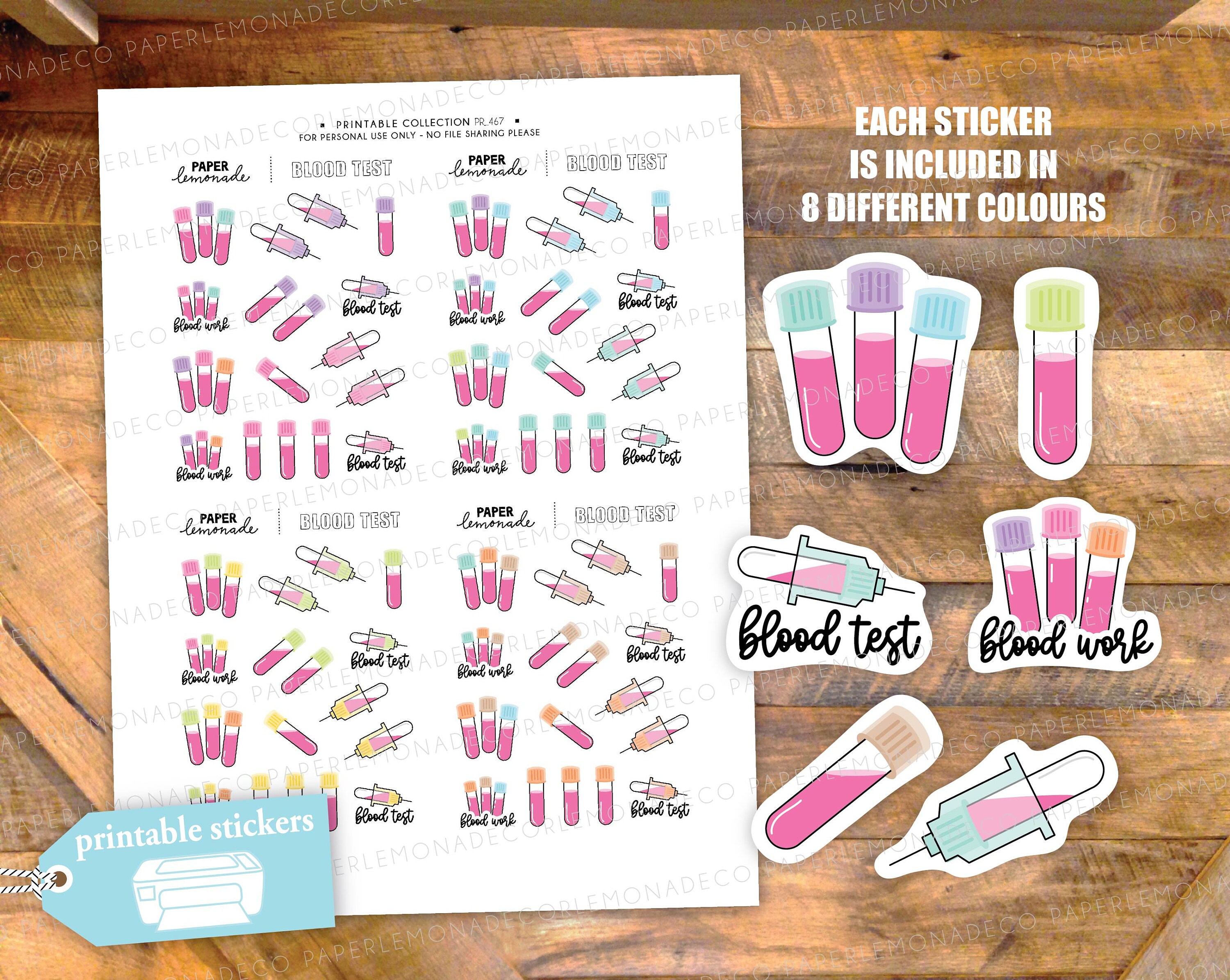 Test Ride Stickers Printable Blood Test PRINTABLE Stickers Blood Work Reminders Medical Appointment ...