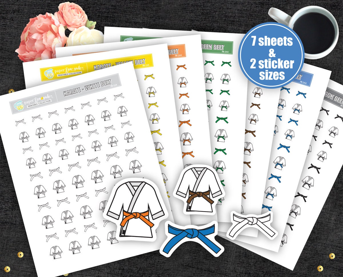 Karate planner stickers printable martial art stickers for | Etsy