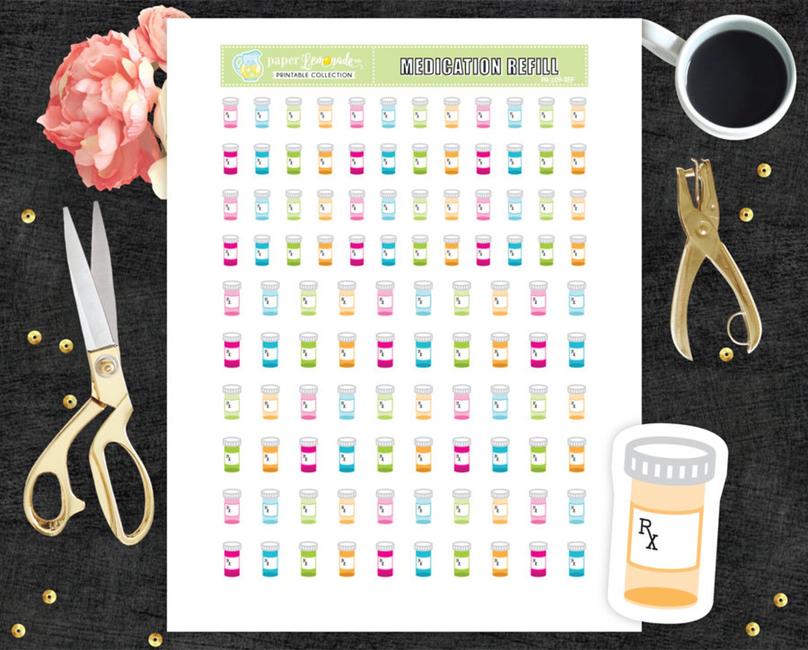 Prescription Refill Reminder Medication Pill Printable Planner Etsy