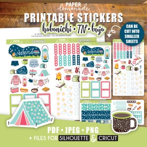 Hobonichi Printable Camping Weekly Kit stickers WEE-015