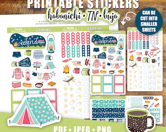 Hobonichi Printable Camping Weekly Kit stickers WEE-015