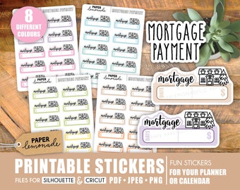Mortgage Payment Printable Stickers payment reminder for your planner track your house loan budget