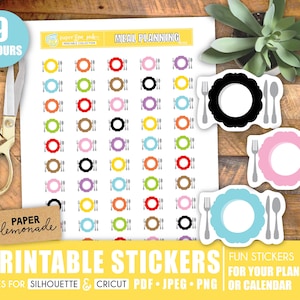 Printable meal planning stickers for your planner