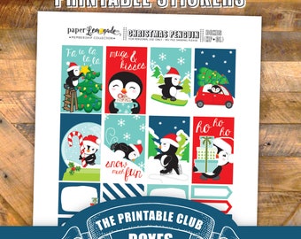 Printable Christmas Penguin HP stickers MEM-004