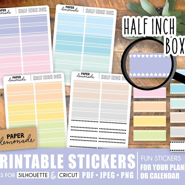 Printable half inch boxes for your planner pastel printable stickers to help you get organized
