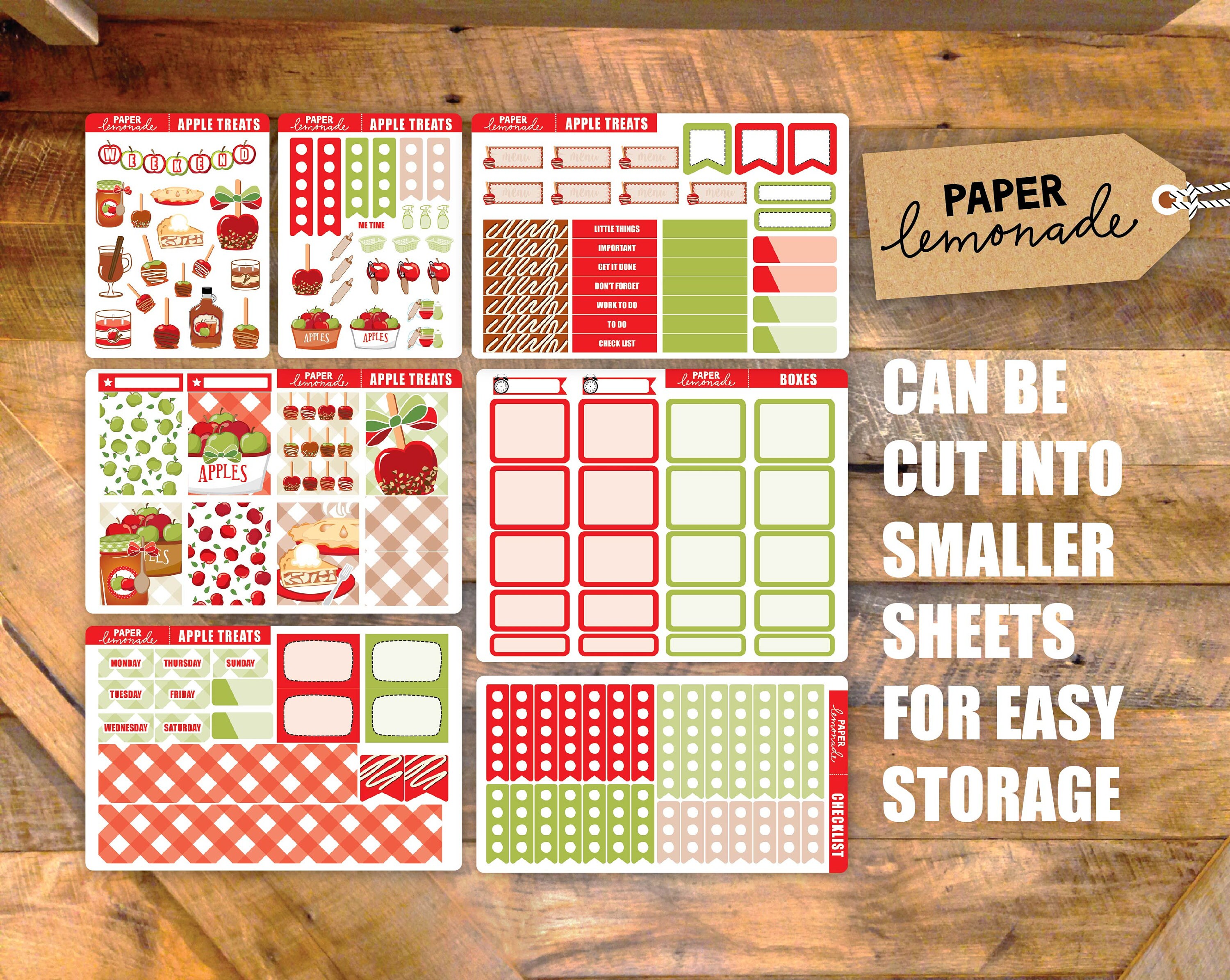 Apple Weekly Sticker Kit Printable for Erin Condren Vertical Candy ...