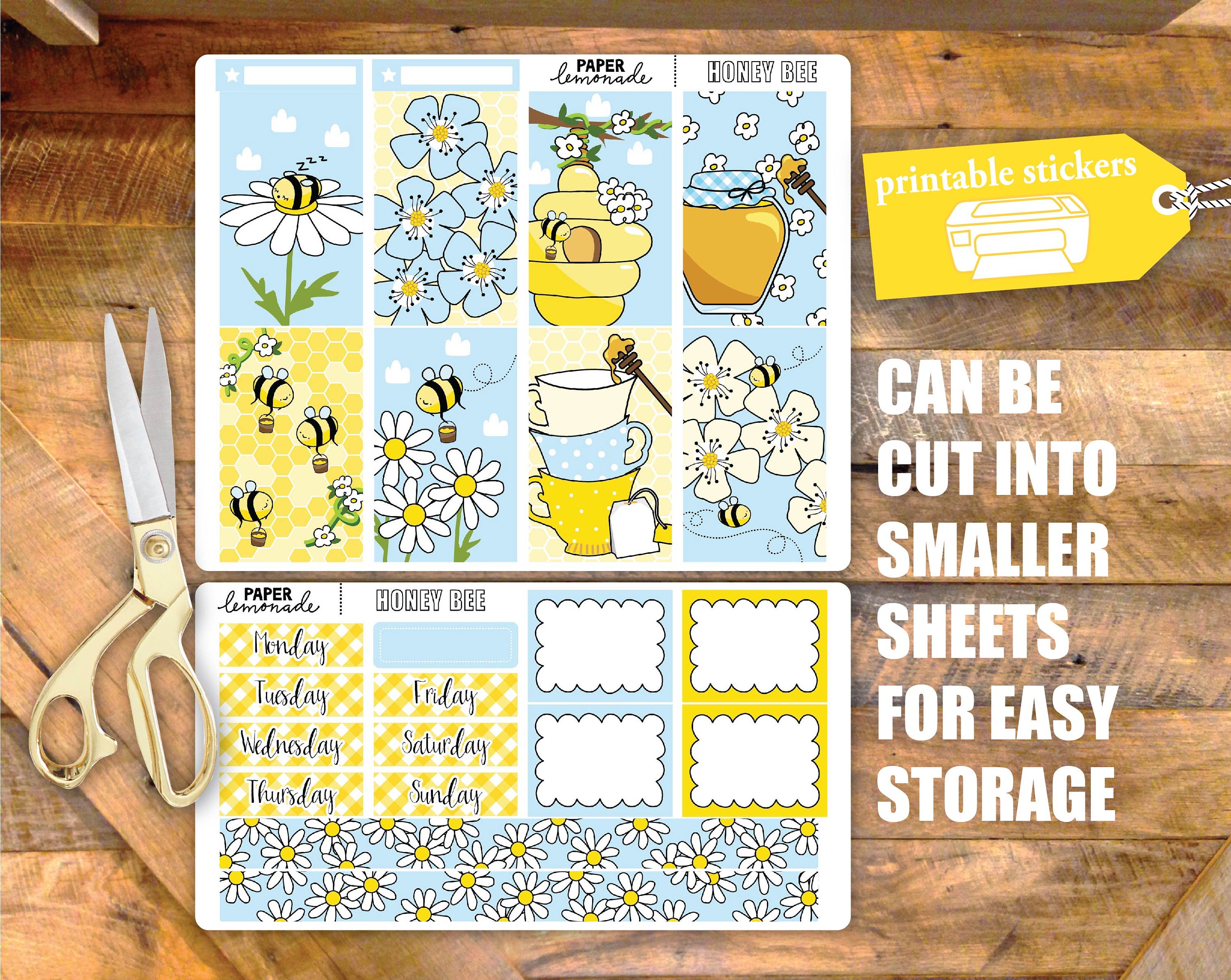Honey Bee Printable Stickers for Your HP Classic Planner - Etsy