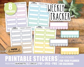 Weekly tracker PRINTABLE stickers for your planner in pastel colours