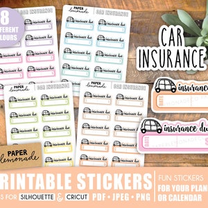 Car Insurance Due Printable Stickers insurance payment reminder for your car track your automobile payments and budget