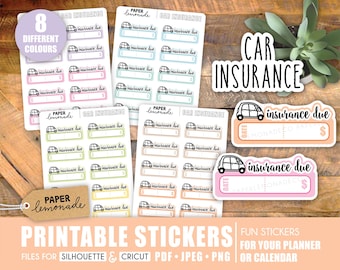 Car Insurance Due Printable Stickers insurance payment reminder for your car track your automobile payments and budget