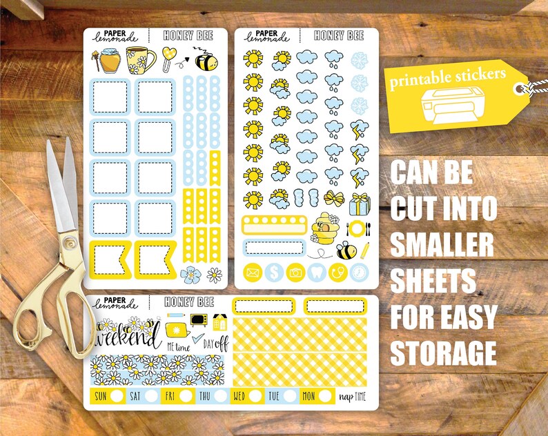 Printable Hobonichi Honey Bee Sticker Kit Includes Bees Honey Daisies ...