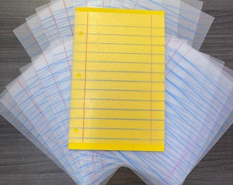 Shrinky Dink Paper Note Cards -Medium Size- School Paper Theme - Handmade to order! (Roughly 5.5"X8")