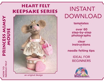 Needle felted mouse tutorial, beginner mouse tutorial, heart felt series, needle felted mouse, felted mouse, Woolly Felters, Judy Balchin