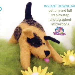 Needle felting tutorial, needle felted dog, needle felting, felt sculpture, dog sculpture, needle felting dog pattern, beginners