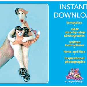 Needle felting tutorial, cat woman, needle felted patterns, needle felted doll, beginners pattern, templates
