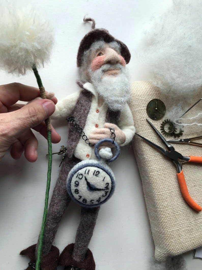 Needle felting tutorial, needle felted doll, father time, needle felting pattern, Woolly Felters, Judy Balchin image 5