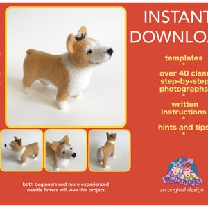 needle felting tutorial, needle felted corgi, needle felting, needle felted dog, corgi, royal corgi