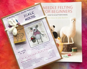 Ickle mouse kit and Needle felting for Beginners book, mouse, needle felted mouse, beginners book