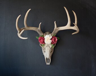Faux Taxidermy Large Deer Skull Deer Skull Floral Skull Etsy