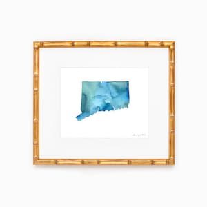 Connecticut State Silhouette - Heart at Home - Made to Order - Connecticut Art - Original Watercolor Painting - Hometown Art Print