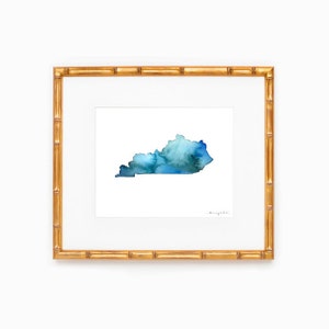 Kentucky State Silhouette - Herz zu Hause - Auf Bestellung - Kentucky Kunst - Original Aquarellmalerei - Heimatstadt Kunstdruck