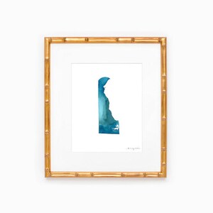 Delaware State Silhouette - Heart at Home - Made to Order - Delaware Art - Original Watercolor Painting - Hometown Art Print