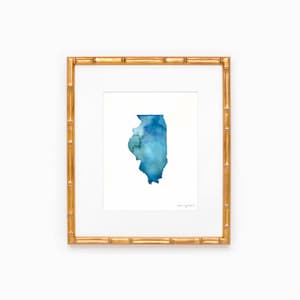 Illinois State Silhouette - Heart at Home - Made to Order - Illinois Art - Original Watercolor Painting - Hometown Art Print