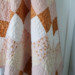 Mustard & Blush Baby Girl Quilt, Handmade, Patchwork Baby Quilt, Baby Gift, Nursery Decor