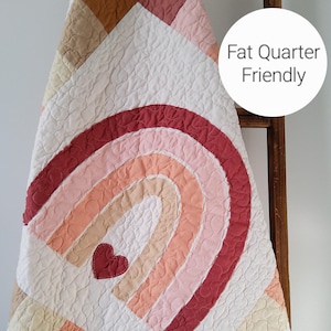 Baby Quilt Pattern - Boho Rainbow Quilt - Nursery Decor - PDF Pattern & Instructions - Easy Applique Baby Boy or Girl Quilt
