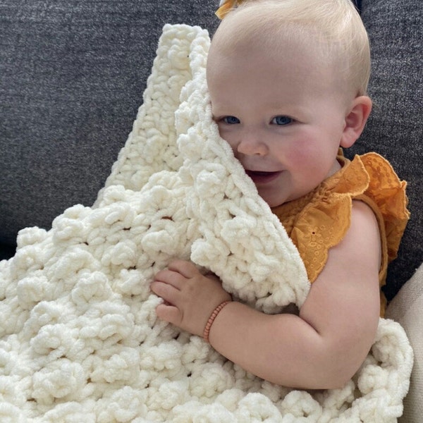 Baby Lovey Blanket Pattern - Easy Chunky Baby Blanket Lovey - Uses One Skein of Bernat Baby Blanket Yarn