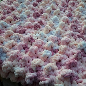 Fast & Easy Baby Blanket Crochet Pattern - Plush Baby Blanket with Deep Texture - Uses 2 Skeins of Bernat Baby Blanket Yarn