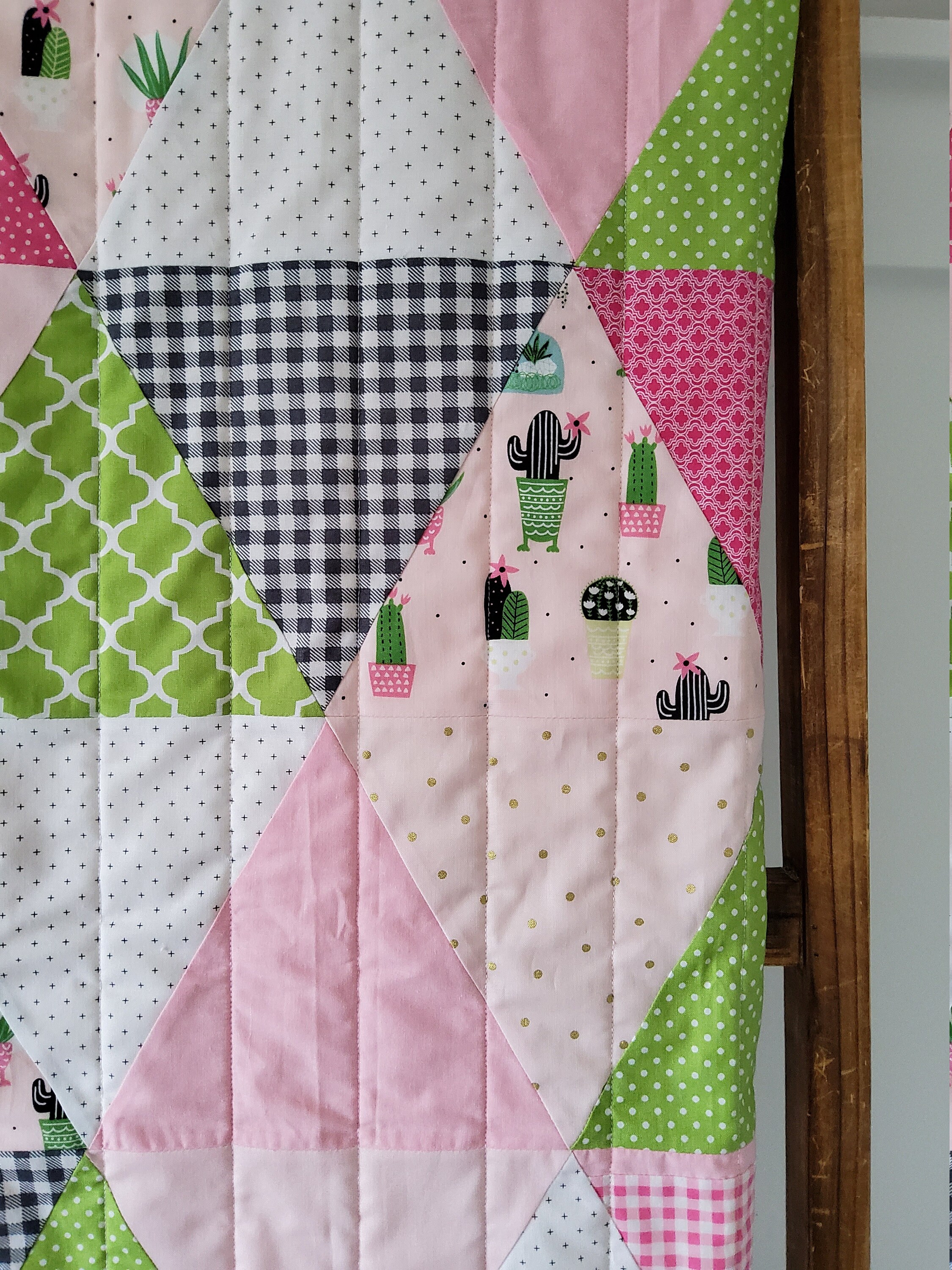Pink Cactus Baby Quilt for Sale Handmade Baby Girl Quilt Etsy