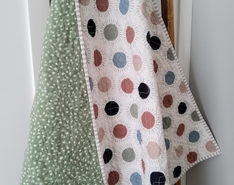 Sunshine Baby Quilt - Handmade Rustic Neutral Colors, 100% Cotton Wholecloth, Heirloom Keepsake