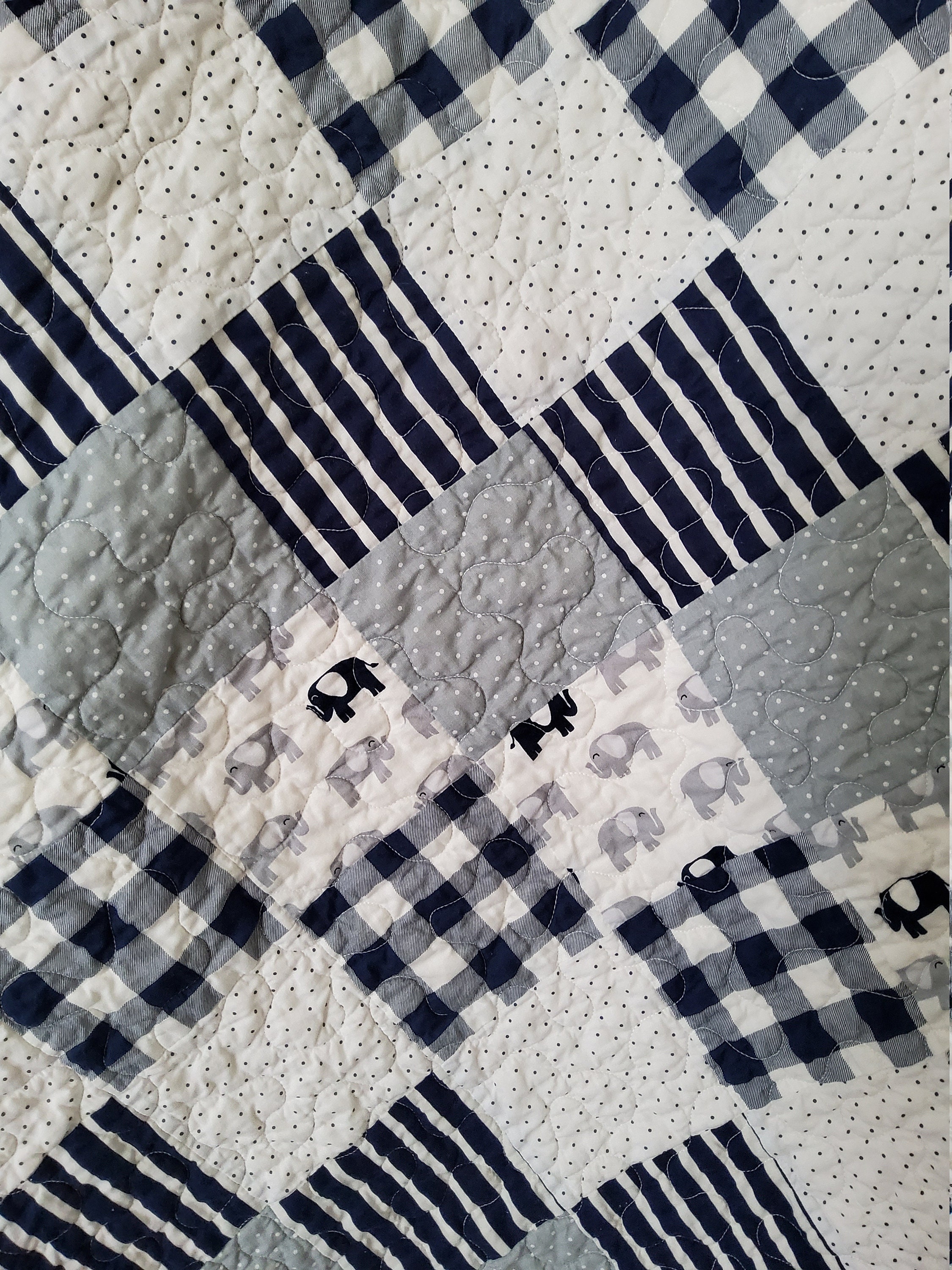 Navy and Gray Elephant Baby Quilt for Sale Baby Quilt Etsy